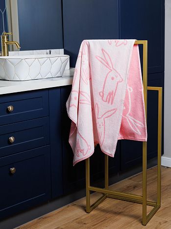 Полотенце махровое Fluffy pink, зайчики, розовый