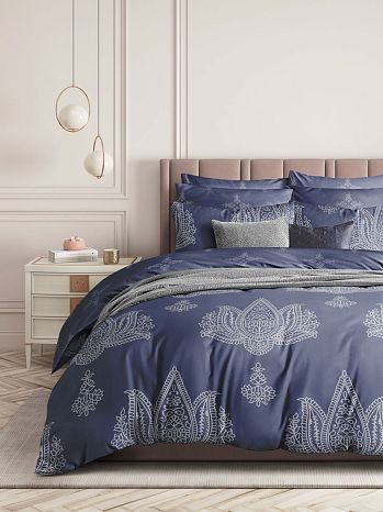 Постельное белье Royal, перкаль, орнамент, синий