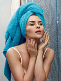 Полотенце махровое Turquoise, без рисунка, бирюзовый