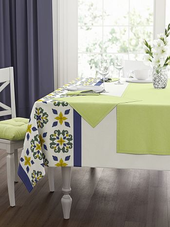 Набор кухонный (скатерть+салфетки 4 шт.) Light green, без рисунка, зеленый