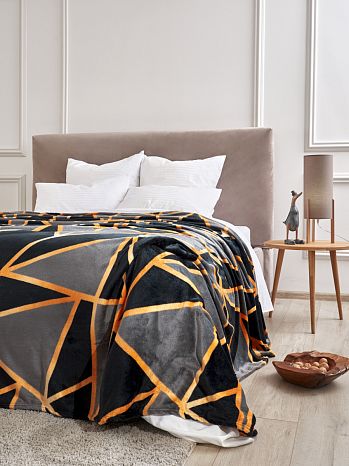 Плед Prizma, геометрия, серый