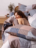 Постельное белье Cozy evening, бязь, клетка, коричневый
