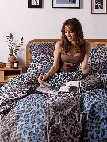 Постельное белье Panther, поплин, орнамент, синий