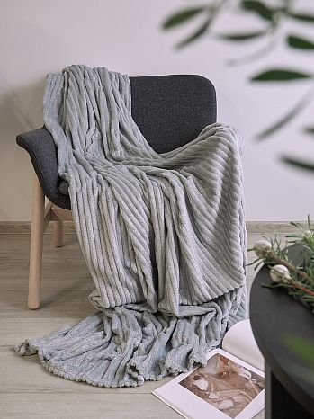 Плед Luxe grey/silver, полосы, серый