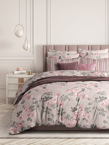Постельное белье Valley of roses, поплин, цветы, розовый