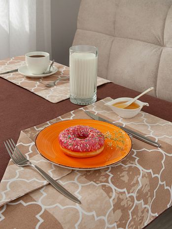 Набор кухонный (скатерть+подставки) Brown, без рисунка, коричневый