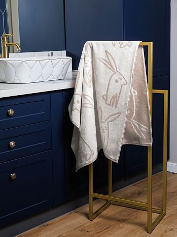 Полотенце махровое Fluffy beige, зайчики, бежевый