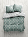 Постельное белье Lounge green, бязь, геометрия, зеленый