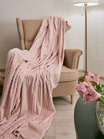 Плед Luxe pink/gold, полосы, розовый