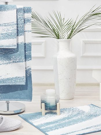 Полотенце махровое Grunge, орнамент, голубой