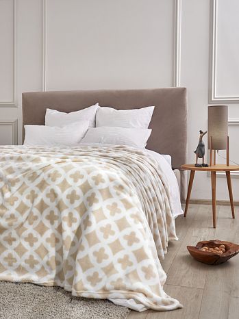 Плед Monogram, орнамент, бежевый