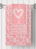 Полотенце махровое Hearts pink, сердечки, розовый