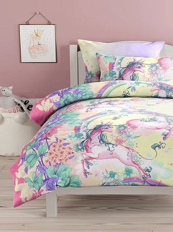 Постельное белье Unicorn princess, поплин, единороги, мультиколор