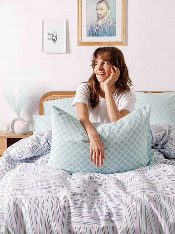 Постельное белье Crystalline, бязь, клетка, бирюзовый