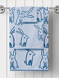 Полотенце махровое Fluffy blue, кролики, синий