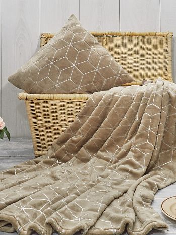 Плед Creme brule, геометрия, бежевый