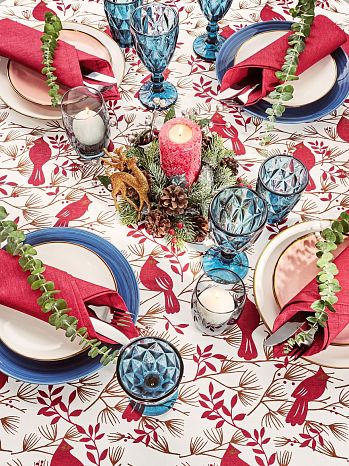 Скатерть Waxbird, птицы, бордо