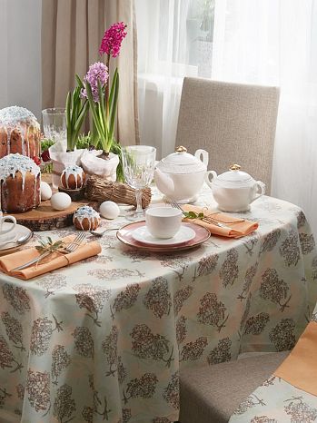 Скатерть Marshmallow, веточки, голубой