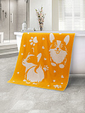 Полотенце махровое Corgi, собаки, оранжевый