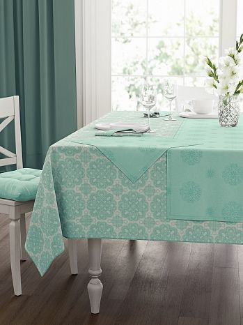 Скатерть Blossom green, орнамент, зеленый