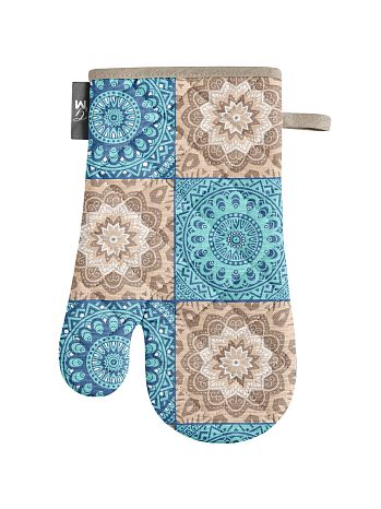 Варежка-прихватка Brunei, орнамент, бирюзовый