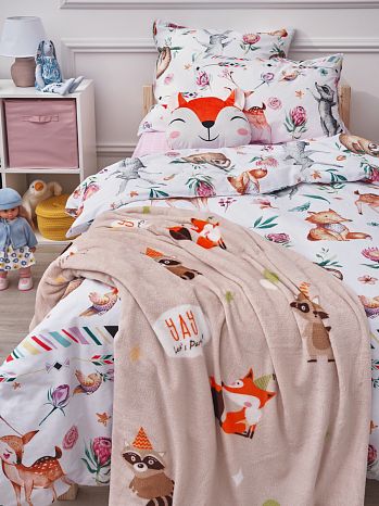 Плед Forest friends, животные, бежевый