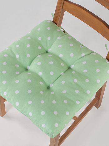 Подушка на стул Green polka dot, горох, зеленый