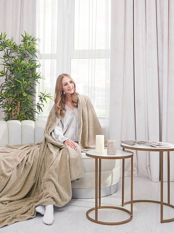 Плед Milky coffee, соты крупные, коричневый