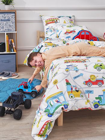 Постельное белье Аnimal traffic, бязь, машинки, мультиколор