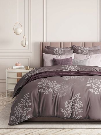 Постельное белье Fiona, перкаль, листья, коричневый