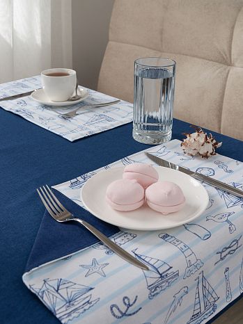 Набор кухонный (скатерть+подставки) Sea breeze, море, синий