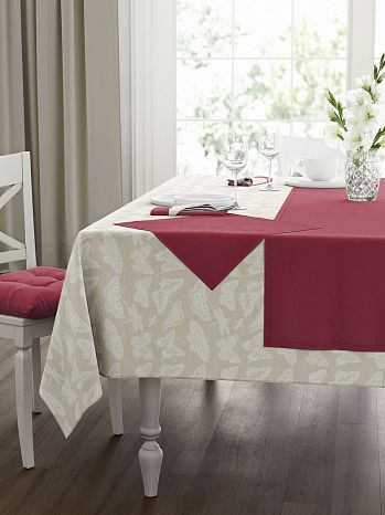 Набор кухонный (скатерть+салфетки 4 шт.) Butterflies, бабочки, бежевый