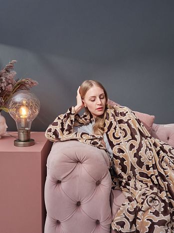 Плед Regina, орнамент, коричневый