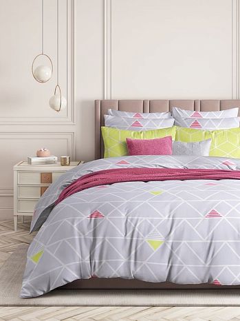 Постельное белье Triangles, поплин, геометрия, серый