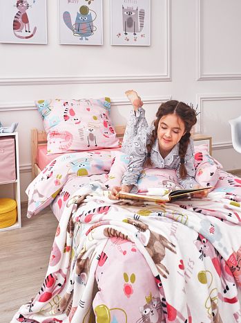 Постельное белье Sweet cats, бязь, кошки, розовый