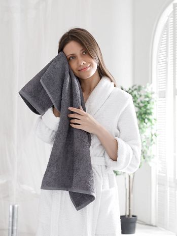 Полотенце махровое Black pearl, без рисунка, серый