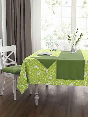 Скатерть Summer mood, зайчики, зеленый