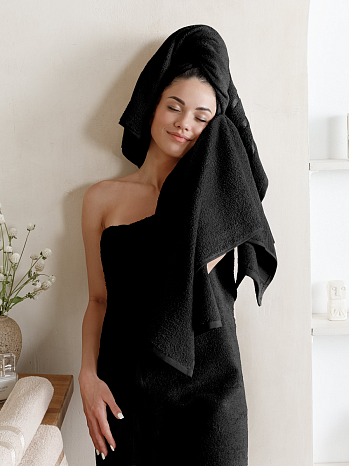 Набор полотенец махровых Black, без рисунка, черный