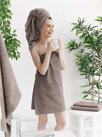 Полотенце махровое Coriander, без рисунка, коричневый