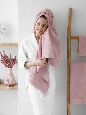 Полотенце махровое Lavender, без рисунка, розовый