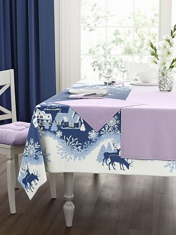 Набор кухонный (скатерть+салфетки 4 шт.) Violet, без рисунка, фиолетовый