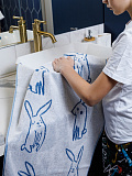 Полотенце махровое Fluffy blue, кролики, синий