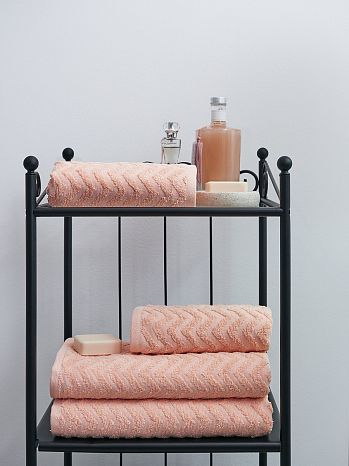 Полотенце махровое Peach, зигзаг, розовый