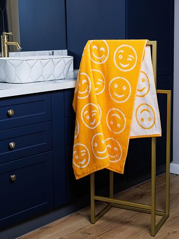 Полотенце махровое Smile, смайл, оранжевый