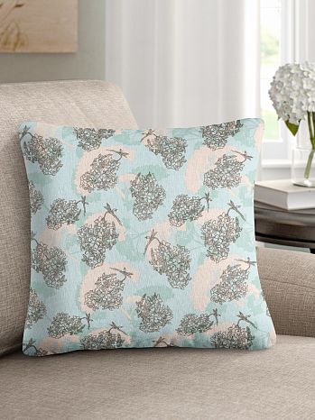 Подушка декоративная Marshmallow, веточки, голубой