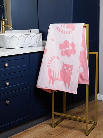 Полотенце махровое Cat love, кошки, белый