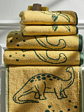 Полотенце махровое Dino, динозавр, коричневый
